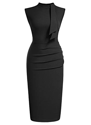 Miusol Women's Retro 1950s Style Half Collar Ruffle Cocktail Pencil Dress3