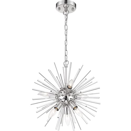 Nuvo 60/6991 Cirrus Chandelier Polished Nickel Finish with Glass Rods, 6 Light by Nuvo - Image 4