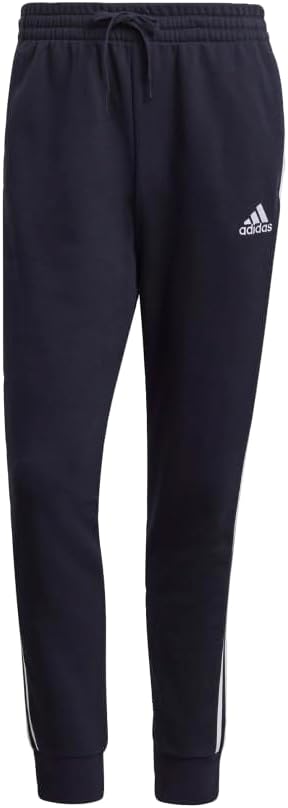 adidas Mens Essentials French Terry Tapered Cuff 3-Stripes Pants - Image 3