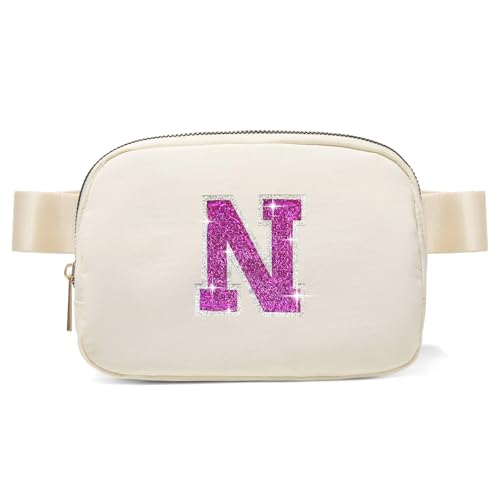 Image of 6 7 8 9 10 11 12 Year Old Girl Gifts Personalized Birthday Gifts for Her Sister Daughter Initial Crossbody Bag Fanny Pack Purse for Teen Girl Gifts Trendy Stuff Preppy Stuff (Ivory-N)
