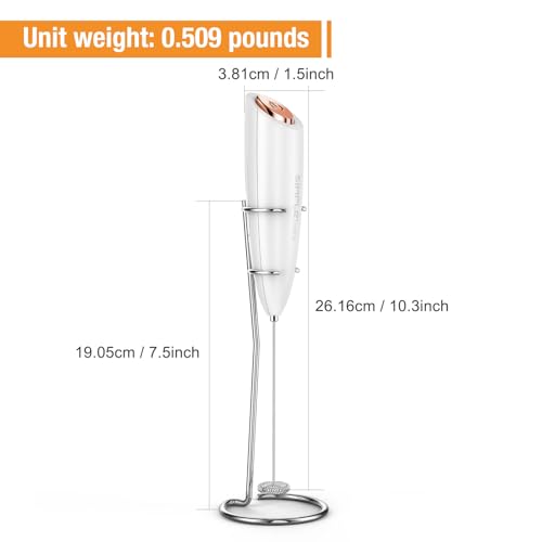 SIMPLETASTE Milk Frother Handheld Battery Operated Electric Foam Maker, Drink Mixer with Stainless Steel Whisk and Stand for Cappuccino, Bulletproof Coffee, Latte