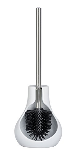 Wenko Toilet cleaning brush with semi-closed container, stylish DROP NEO toilet set, Colour:white - Image 2