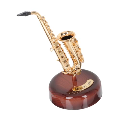 RORPOIR Saxophone Music Box 7.87 Inch Creative Desktop Instrument Decor Unique Musical Instrument Adornment for Home Office Living Room
