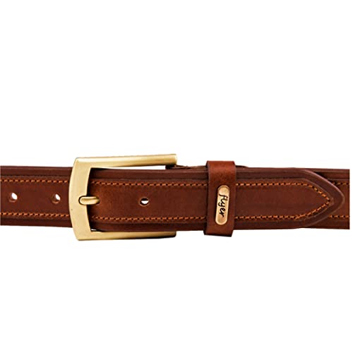 Image of Flyer Men's Leather Belt (Formal /Casual) (Colour -Brown /Black) Buckle Adjustable Size Genuine Original Leather (TAN510-B)