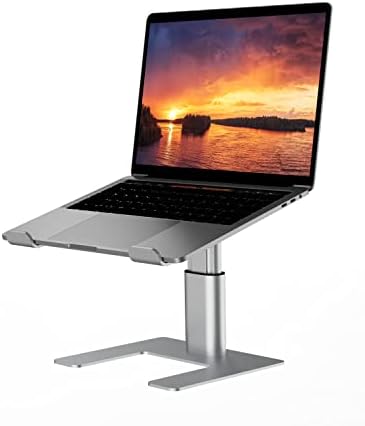 ERGOPOLLO Laptop Stand for Desk, Computer Stand Adjustable Height, Ergonomic Notebook Laptop Riser, Aluminum Metal Holder Compatible with 10 to 15.6 Inches Notebook PC Computer, Silver