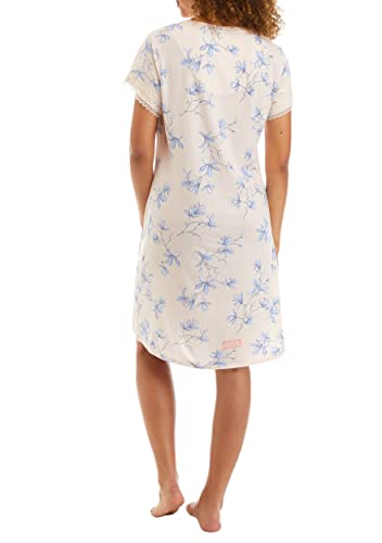 Miss Elaine Lux Knit Short Nightgown (Peach Print, Medium), (239452) #TOP1