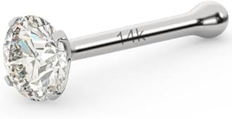 EternalDia IGI Certified 14K Gold Diamond Nose Studs for Women Men | 20 Gauge Ball Diamond Nose Rings | 1.5mm to 3 mm Nose Piercing Studs | Body Piercing Jewelry in I-J Color, I2-I3 Clarity