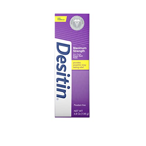 Image of Desitin Maximum Strength Baby Diaper Rash Cream with 40% Zinc Oxide for Treatment, Relief & Prevention, Hypoallergenic, Phthalate- & Paraben-Free Paste, 4.8 oz
