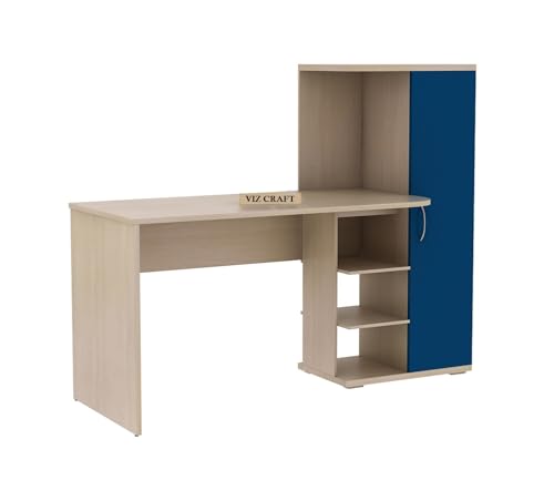 Image of Engineered Wood Office & Study Table for Study Room /Office /Work from Home || Engineered Wood Study Table || Freestanding || (Beige & Blue) |