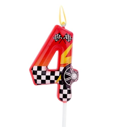 Velas de aniversário com tema para corridas, velas com números de corridas, design de roda xadrez em branco e preto, decoração ideal para bolos de aniversário (4)