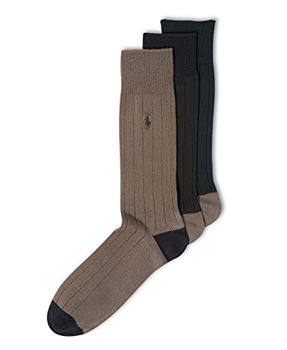 Polo Ralph Lauren Men's Socks, Soft Touch Ribbed Heel Toe 3 Pack
