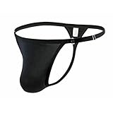 YKNTGIAO Men's G-String Thong Bikini Underwear, Adjustable Fit, Up to 47' Waist, Ultra-Thin Soft Stretchy (Black)
