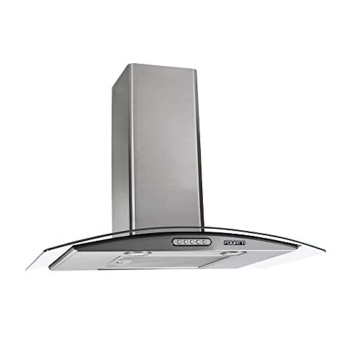 CAPA DE PAREDE Fogatti VIDRO CURVADO SLIM DUTO AÇO INOX 70CM 220V