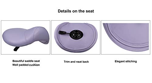 Kaleurrier Saddle Stool Rolling Swivel Height Adjustable with Wheels,Heavy Duty Stool,Ergonomic Stool Chair for Lab,Clinic,Dentist,Salon,Massage,Office and Home Kitchen (Purple, Without Back)