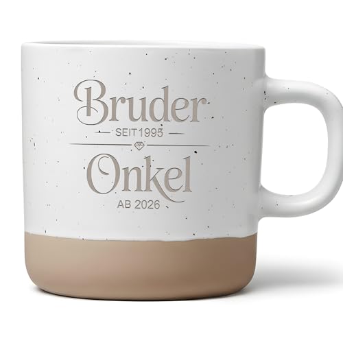 Personalisierte Bruder und Onkel Tasse für Bruder Onkel werden Schwangerschaft verkünden Baby News Familie Geburtstag idee Kaffeetasse (Einseitig Graviert)