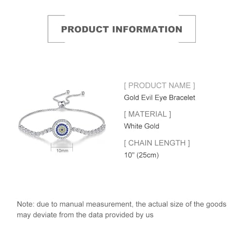 14K Gold Moissanite Evil Eye Bracelet for Women,Dainty Hamsa Pull-out Link Bracelet,Fashion Jewelry Gift for Her,Adjustable 8" to 10"2