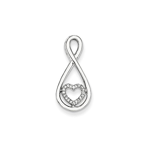 14k White Gold Natural Diamond Heart in Teardrop Fashion Pendant