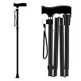 Walking Stick Adjustable Height Mobility Aids Folding Walking Canes With Wrist Strap Walking Sticks For Men Women & Elderly Disabled Lightweight For Right & Left Handed Walking Stick Black (1)