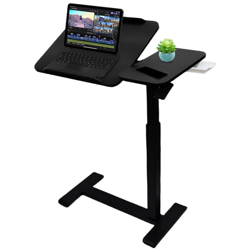 Laptoptisch Beistelltisch Höhenverstellbarer mit Versteckten Rollen Pneumatischer Mobiler Stehpult...