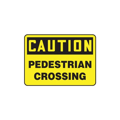 AccuformNMC "Caution Pedestrian Crossing" Safety Sign, Adhesive Dura-Vinyl