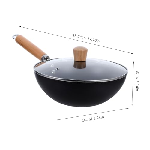 Wok de hierro con mango de madera y tapa miniatura 2