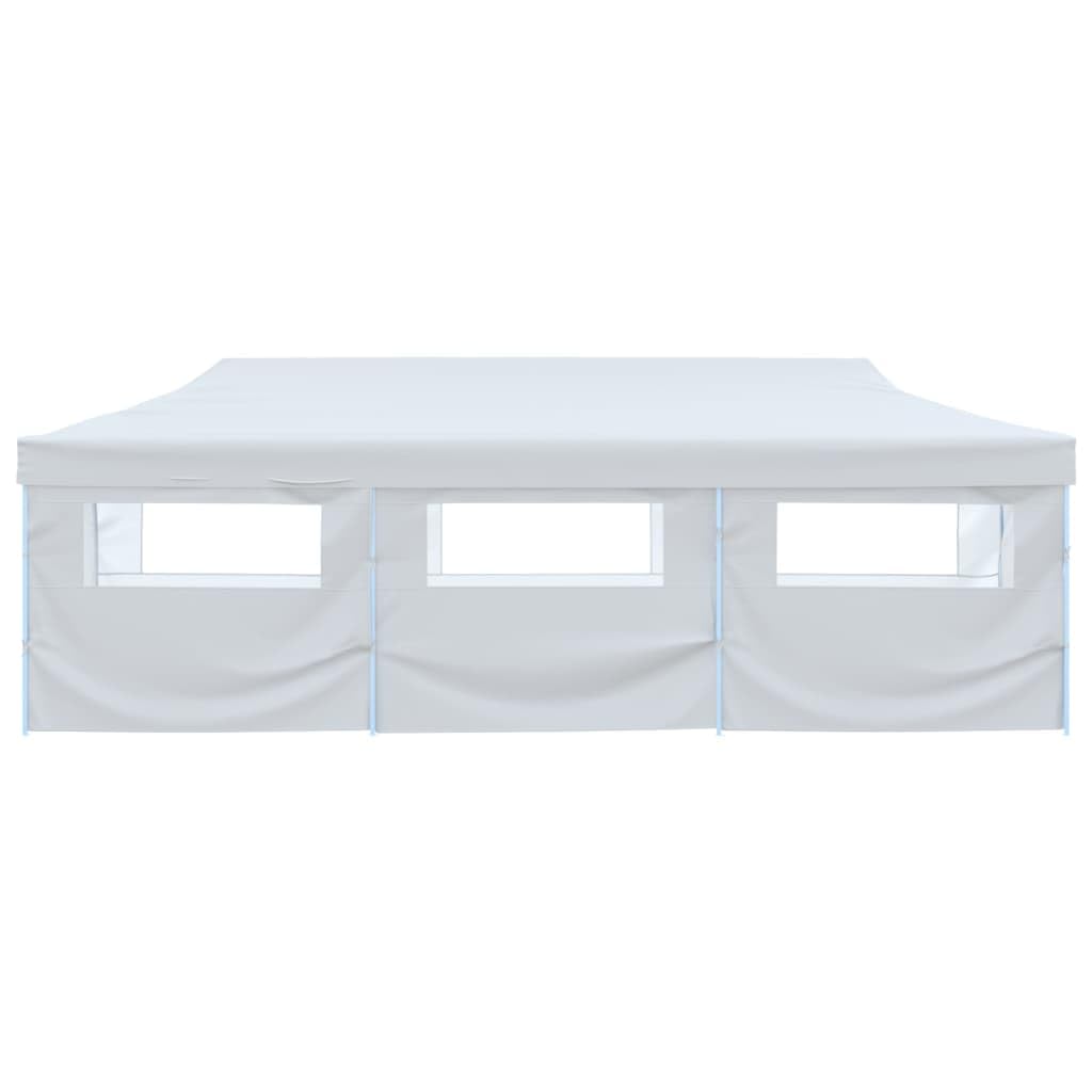 Carpa Plegable 3x9 m con 8 Paredes Blanco | Tela Oxford con recubrimiento PVC, armazon de acero, 2 entradas con cremallera, facil montaje