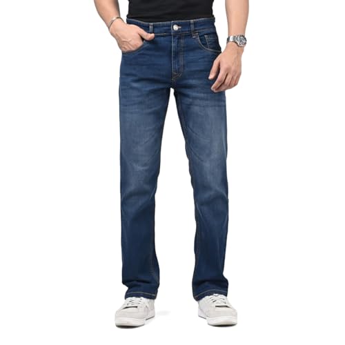 Image of WROGN Men's Stretch Denim Jeans | Straight Fit | Casual Style | Mid Rise