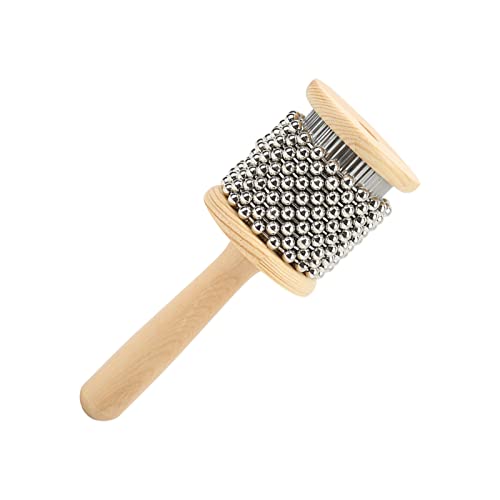 POENVFPO Cabasa-Spielzeug für Kinder, Tragbares Holz-Stahlkugel-Handkurbel-Spielzeug-Schlaginstrument für Kinder-Anfänger (Trompeten-Cabasa)