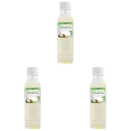Image of nutndiet Cold Pressed Coconut Oil 200ml PET Bottle | Pure & Natural | Ideal for Cooking, Skin Care, Hair Care & Massage | Chemical-Free, Rich in Nutrients & Antioxidants (Pack of 3)