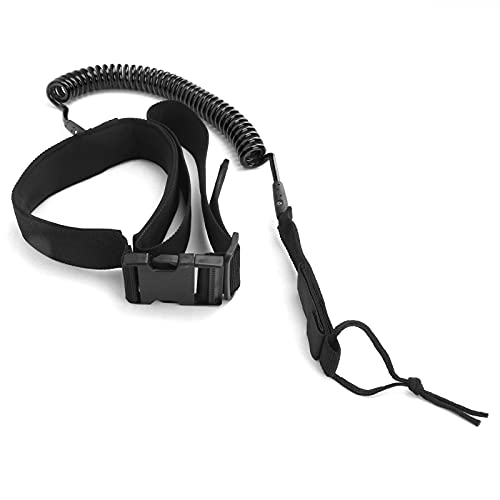 Sorandy Premium Surfboard Leash, 10ft Coiled TPU Stand Up Paddle Board Leash Waist Rope, Surfing Leg Straps for Shortboard, Longboard, Skimboard, Fishboard, 3 Colors (Black)