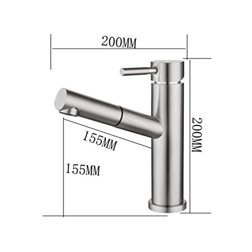 Robinet de salle de bain en acier inoxydable avec douchette rétractable - 3