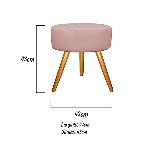 Puff Pufe Pufinho Sofia Decorativo Redondo Pés Palito Suede Rosê para Consultório Sala de Estar Rece