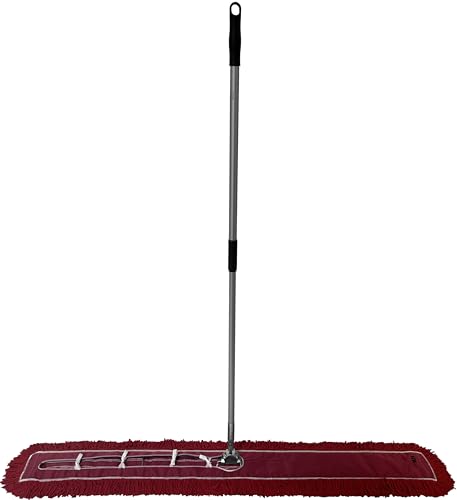 Ultimate Dust Mop Kit: Industrial-Grade Performance, Heavy-Duty Frame, Telescopic Handle - Red 60 Inch