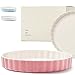 Produktbild KIVY Tarteform [28 cm] - Antihaftbeschichtete Quicheform aus Keramik - Obstkuchenform - Tarteform Keramik Rosa - Tarte Formen - Quiche Backform - Backform Keramik rund - Pie Form - Auflaufform rund