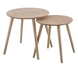 Set mit 2 runden Beistelltischen aus MDF-Holz in Natur