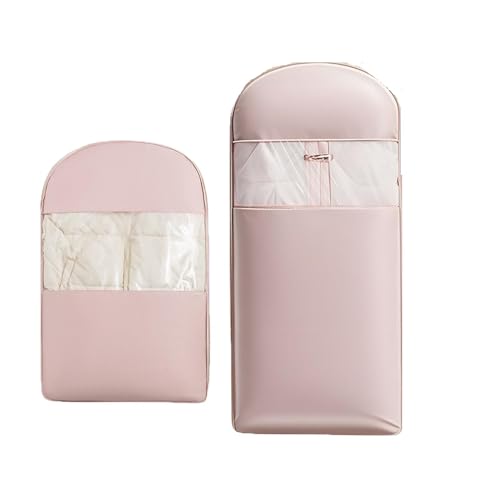 Housse à vêtements suspendue auto-compressante rose anti-poussière pour costume