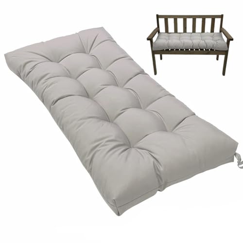 Cojín para banco de jardín de 2 plazas rectangular impermeable gris claro de 130 cm de longitud 2