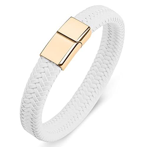 Bracelet classique blanc en cuir tressé de haute qualité