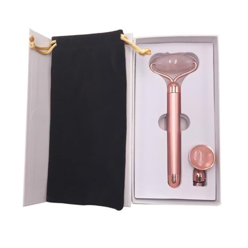 Outil ergonomique en jade rose et finitions dorées pour le visage