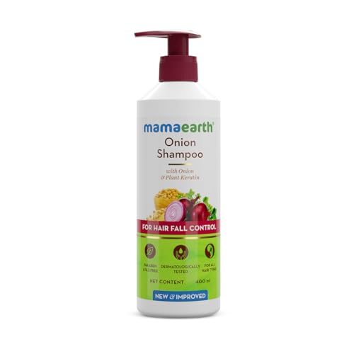 Mamaearth Onion Shampoo for Hair Growth and Hair Fall Control with Onion and Plant Keratin | Reduces Hair Fall | Strengthens & Smoothens Hair | For Men & Women | 400ml