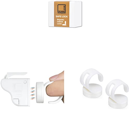 Bundle & Save - Roving Cove Magnetic Cabinet Locks (4 Locks 2 Ring Keys) + Roving Cove Magnetic Replacement Keys (2 Ring Keys)