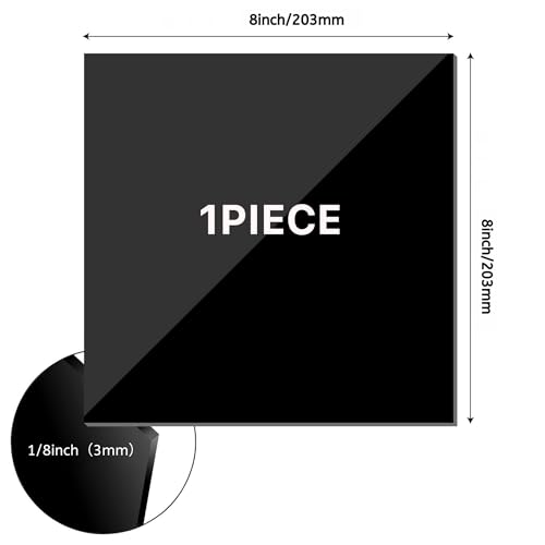 Image of Black Acrylic Sheets 8 inch x 8 inch, 1 /8 Inch Thick, 2-Pack