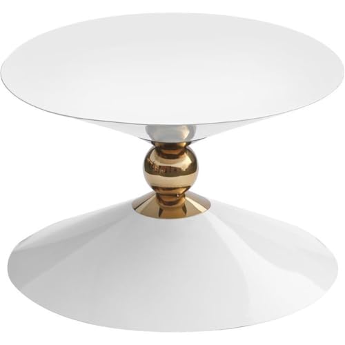 Meridian Furniture 288-CT Malia Collection Modern | Contemporary Hourglass Designed Gold Metal Coffee Table, White, 28" W x 28" D x 16.5" H by Meridian Furniture - Image 3