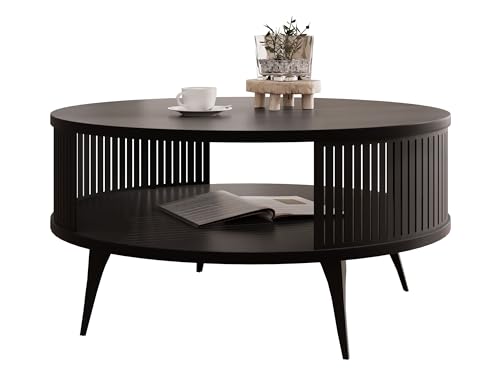 Mirjan24 Couchtisch mit Ablage Rajkon, Runde Form, Metallbeine, Kaffeetisch, Wohnzimmertische, Beisâ€¦ – Miniatur