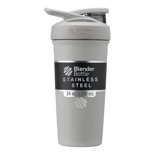 BlenderBottle Sport Insulated Stainless Steel Shaker Bottle with Wire Whisk,