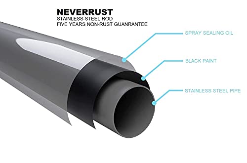 Image of BRIOFOX Shower Curtain Rod 43-73 Inches Matte Black, Rustproof and Non-Fall Down Spring Tension Rod for Window or Bathroom, Stainless Steel