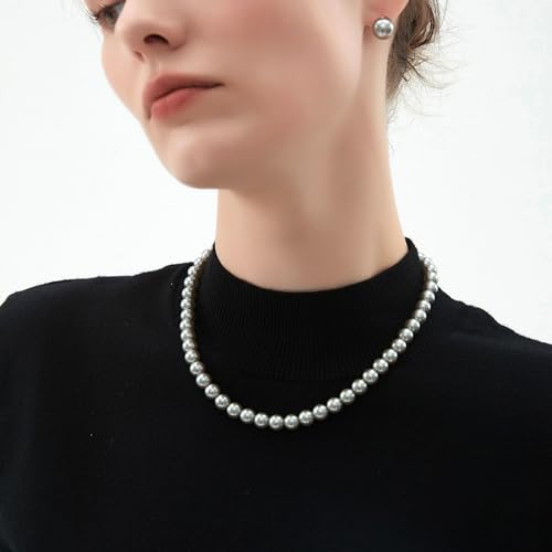 Image of Zeffy Pearl Necklace 4MM /6MM /8MM Dainty Round Imitation Pearl Choker Necklace Wedding Pearl Necklace Delicate Jewelry for Women Simple Bridesmaid Jewelry Gifts