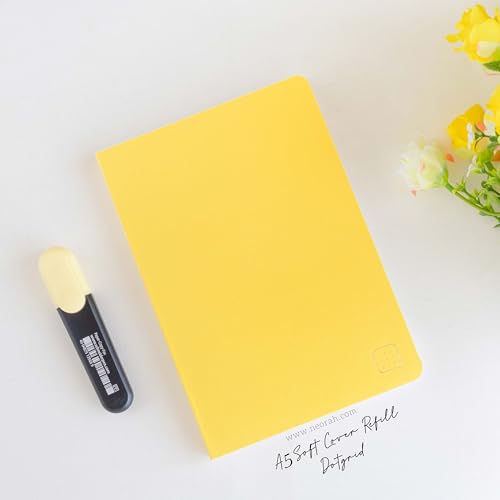 Image of NEORAH - A5 Dotgrid Notebook SOFT COVER | JOURNAL REFILL | Dotted notebook Journal | 110 GSM | 160 pages (Size 21 cm x 14.8 cm) Planner Journaling Writing Note Taking Diary, Travellers Journal- YELLOW