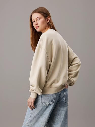 Image of KOTTY Women's Fleece Sweatshirt Solid Pattern with Classic Round Neck(Beige,M)