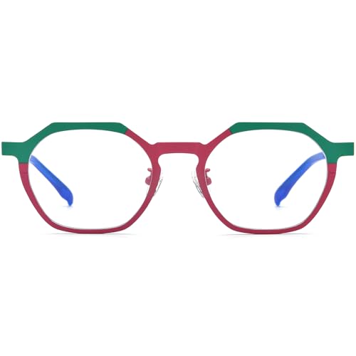 Image of FONEX Colorful Pure Titanium Glasses Frame Women Retro Round Eyeglasses